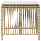 Garden Stools with Cushions 4 pcs Beige 41x41x36 cm Poly Rattan