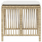 Garden Stools with Cushions 4 pcs Beige 41x41x36 cm Poly Rattan