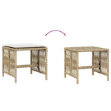 Garden Stools with Cushions 4 pcs Beige 41x41x36 cm Poly Rattan - Close-Up Angle