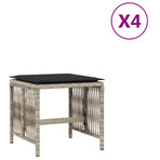 Garden Stools with Cushions 4 pcs Light Grey 41x41x36 cm