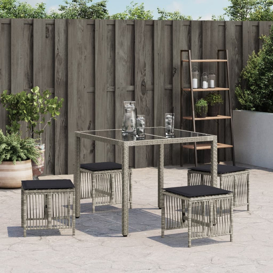 Garden Stools with Cushions 4 pcs Light Grey 41x41x36 cm