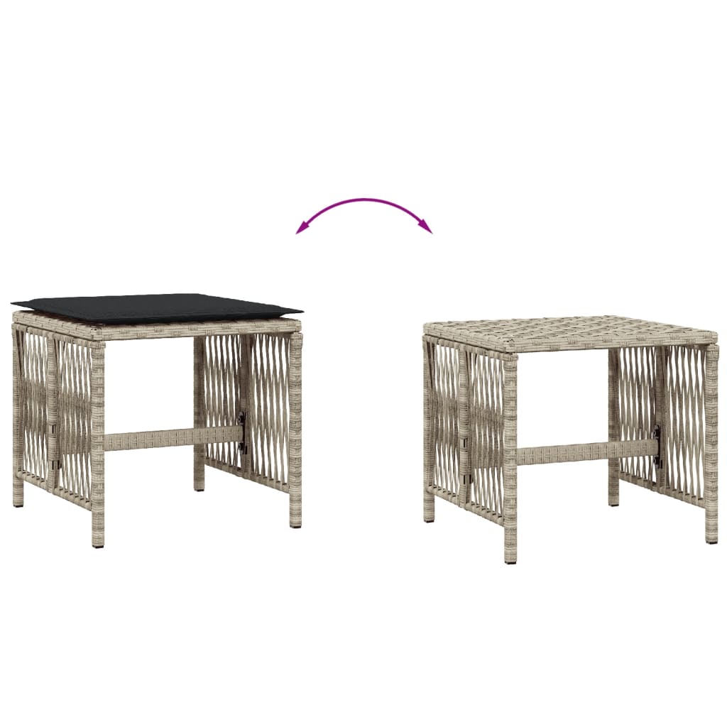 Garden Stools with Cushions 4 pcs Light Grey 41x41x36 cm Poly Rattan