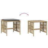 Garden Stools with Cushions 4 pcs Mix Beige 41x41x36 cm Poly Rattan - Close-Up Angle