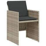 3 Piece Bistro Set with Cushions Light Grey Poly Rattan - Top-Down View
