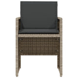 3 Piece Bistro Set with Cushions Light Grey Poly Rattan - 45-Degree Angle
