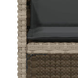 3 Piece Bistro Set with Cushions Light Grey Poly Rattan - Rear View