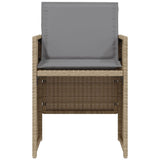 3 Piece Bistro Set with Cushions Mix Beige Poly Rattan