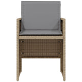 3 Piece Bistro Set with Cushions Mix Beige Poly Rattan - 45-Degree Angle