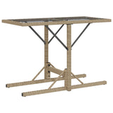 3 Piece Bistro Set with Cushions Mix Beige Poly Rattan - Close-Up Angle