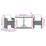 3 Piece Bistro Set with Cushions Mix Beige Poly Rattan
