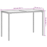 Garden Table with Glass Top Beige 115x54x74 cm Poly Rattan