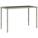 Garden Table with Glass Top Light Grey 115x54x74 cm Poly Rattan - Front View