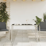 Garden Table with Glass Top Light Grey 115x54x74 cm Poly Rattan - Side View