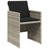 5 Piece Garden Dining Set with Cushions Light Grey Poly Rattan