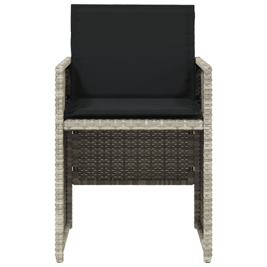 5 Piece Garden Dining Set with Cushions Light Grey Poly Rattan