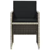 5 Piece Garden Dining Set with Cushions Light Grey Poly Rattan