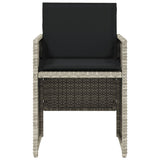 5 Piece Garden Dining Set with Cushions Light Grey Poly Rattan - 45-Degree Angle