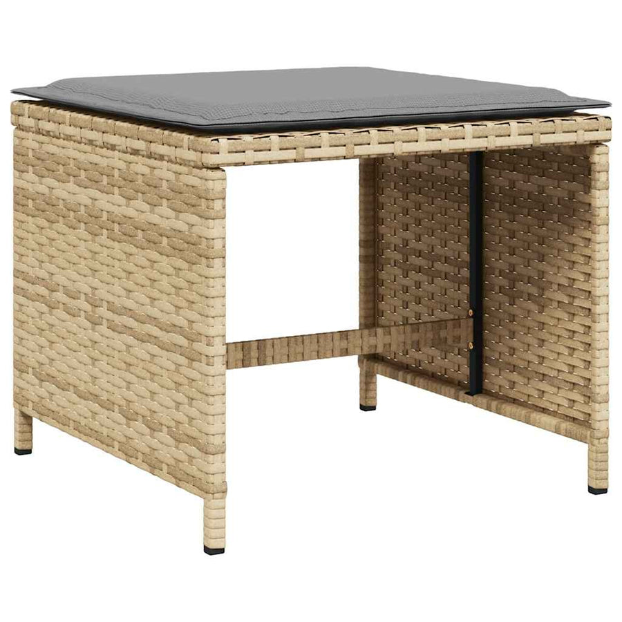 5 Piece Garden Dining Set with Cushions Mix Beige Poly Rattan
