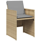 5 Piece Garden Dining Set with Cushions Mix Beige Poly Rattan - Top-Down View