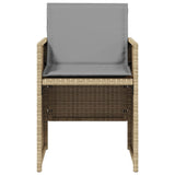 5 Piece Garden Dining Set with Cushions Mix Beige Poly Rattan - 45-Degree Angle