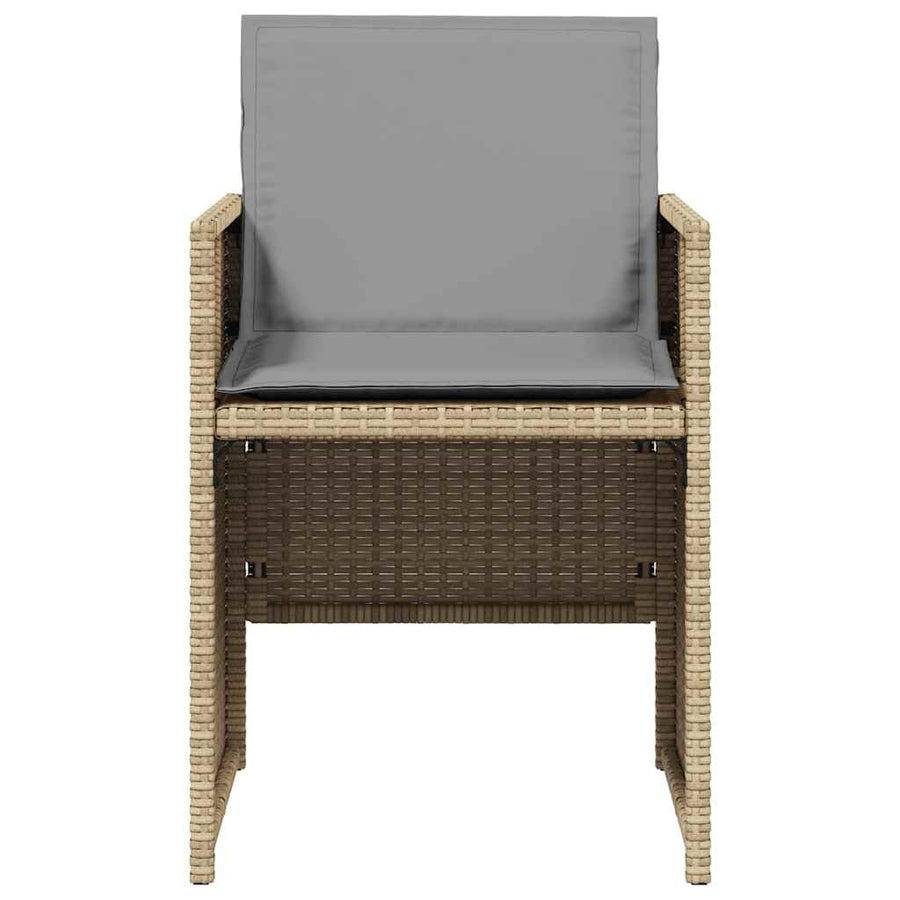 5 Piece Garden Dining Set with Cushions Mix Beige Poly Rattan
