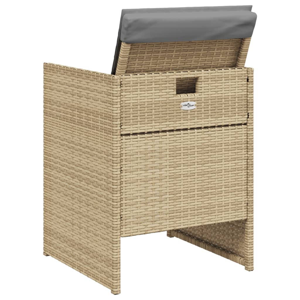 5 Piece Garden Dining Set with Cushions Mix Beige Poly Rattan