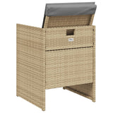 5 Piece Garden Dining Set with Cushions Mix Beige Poly Rattan