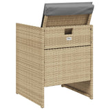 5 Piece Garden Dining Set with Cushions Mix Beige Poly Rattan - Close-Up Angle