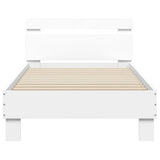Bed Frame without Mattress with Headboard White 90x190 cm - 45-Degree Angle