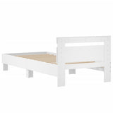 Bed Frame without Mattress with Headboard White 90x190 cm - Close-Up Angle
