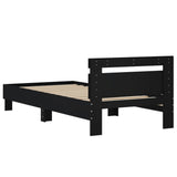 Bed Frame without Mattress with Headboard Black 90x190 cm - Close-Up Angle