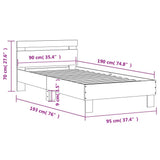 Bed Frame without Mattress with Headboard Black 90x190 cm