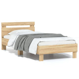Bed Frame without Mattress with Headboard Sonoma Oak 90x190 cm - Front View