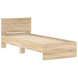 Bed Frame without Mattress with Headboard Sonoma Oak 90x190 cm - Side View