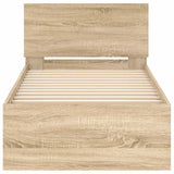 Bed Frame without Mattress with Headboard Sonoma Oak 90x190 cm - 45-Degree Angle