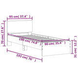 Bed Frame without Mattress with Headboard Sonoma Oak 90x190 cm