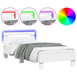 Bed Frame without Mattress with LED Lights White 90x190 cm - Front View