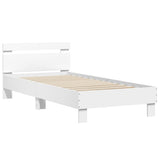 Bed Frame without Mattress with LED Lights White 90x190 cm - Rear View