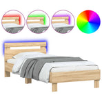 Bed Frame without Mattress with LED Lights Sonoma Oak 90x190 cm