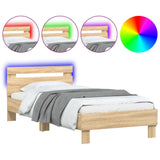 Bed Frame without Mattress with LED Lights Sonoma Oak 90x190 cm - Front View