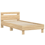 Bed Frame without Mattress with LED Lights Sonoma Oak 90x190 cm - Rear View
