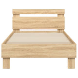Bed Frame without Mattress with LED Lights Sonoma Oak 90x190 cm - Close-Up Angle