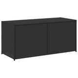 Garden Storage Box Black 283L Poly Rattan - Front View