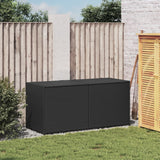 Garden Storage Box Black 283L Poly Rattan - Side View
