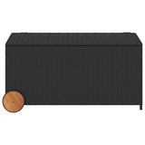 Garden Storage Box with Wheels Black 190L Poly Rattan - Top-Down View