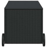 Garden Storage Box with Wheels Black 190L Poly Rattan