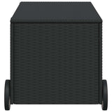 Garden Storage Box with Wheels Black 190L Poly Rattan - 45-Degree Angle