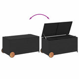 Garden Storage Box with Wheels Black 190L Poly Rattan - Close-Up Angle