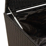 Garden Storage Box with Wheels Black 190L Poly Rattan - Low Angle