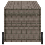 Garden Storage Box with Wheels Grey 190L Poly Rattan - 45-Degree Angle
